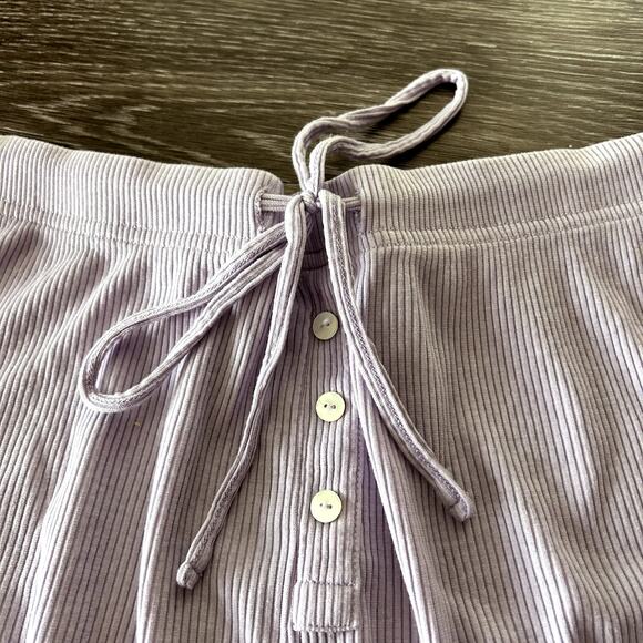 EUC WSLY Ribbed Shorts Size Medium Lavender Drawstring Lounge Pajama Pants - Picture 4 of 14